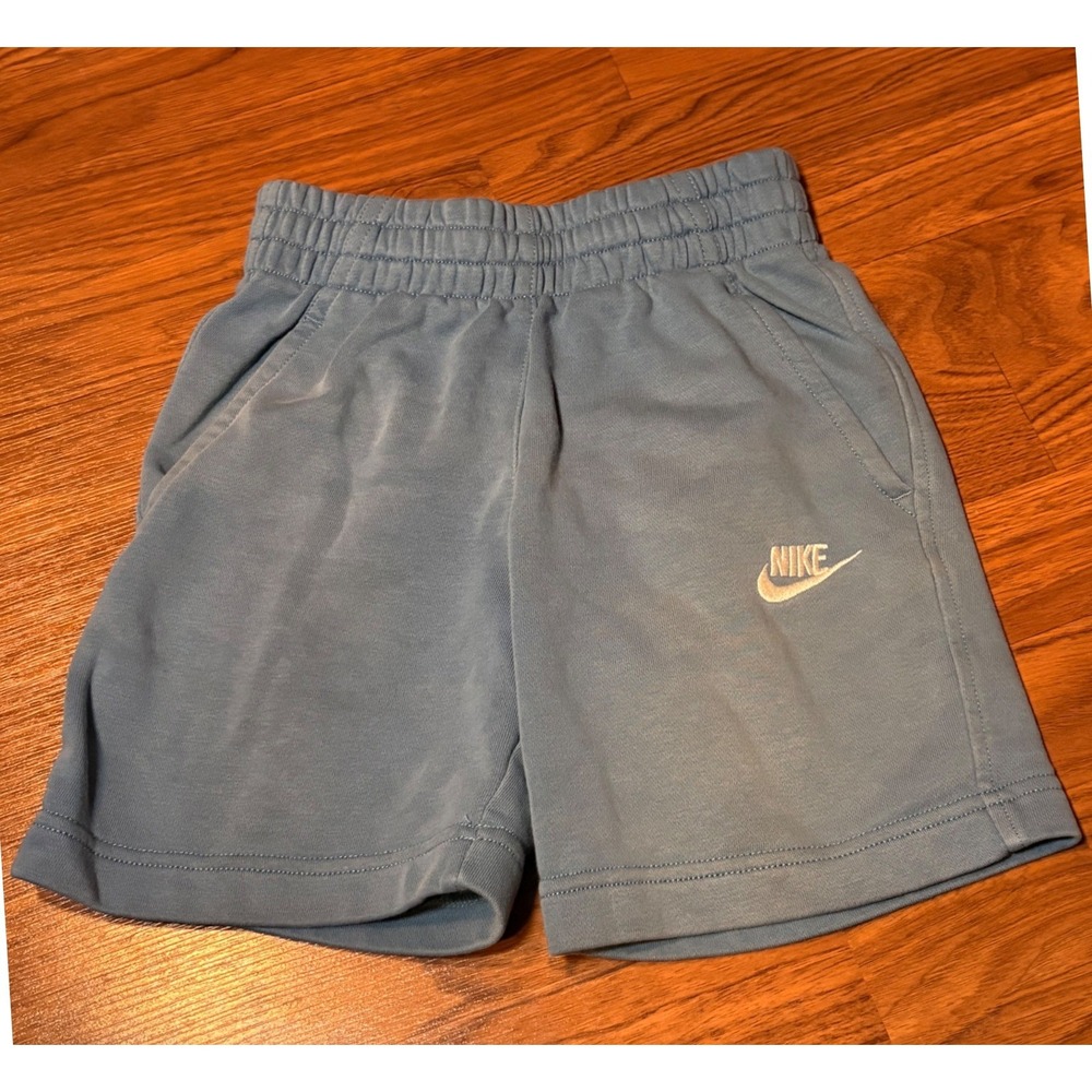 Nike Shorts Kids Small Blue Excellent French Terry Athletic Cotton Blend 897 RS
